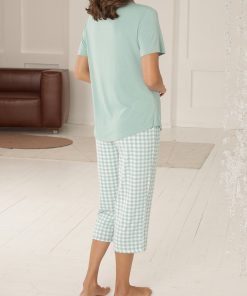 Lady Avenue Bamboo pyjamas med piratbukser og kortærmet bluse 61-607 BlondeHuset